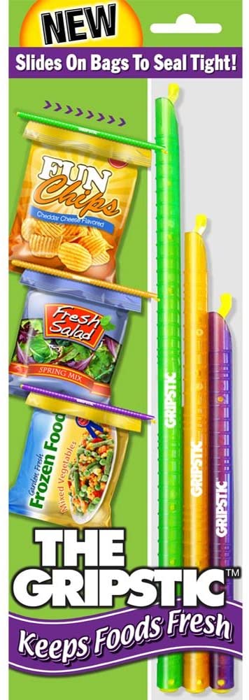 Gripstic Bag Clip, 3-pack Assorted